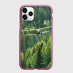 Чехол iPhone 11 Pro матовый Военный самолет Ан-2, цвет: 3D-малиновый