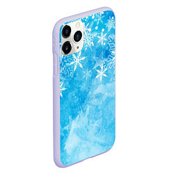 Чехол iPhone 11 Pro матовый Новогодние снежинки, цвет: 3D-светло-сиреневый — фото 2
