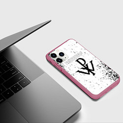 Чехол iPhone 11 Pro матовый Powerwolf знак, цвет: 3D-малиновый — фото 2