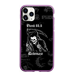 Чехол iPhone 11 Pro матовый Phonk смерть с косой, цвет: 3D-фиолетовый