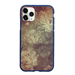 Чехол iPhone 11 Pro матовый Цветы картина маслом, цвет: 3D-тёмно-синий
