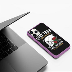 Чехол iPhone 11 Pro матовый Сила в правде, а правда в рок-н-ролле!, цвет: 3D-фиолетовый — фото 2
