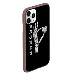 Чехол iPhone 11 Pro матовый Разбитое любовное сердце, цвет: 3D-коричневый — фото 2