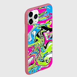 Чехол iPhone 11 Pro матовый Абстрактные мраморные разводы в ярких цветах Поп а, цвет: 3D-малиновый — фото 2