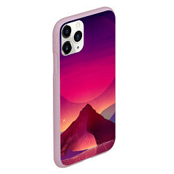 Чехол iPhone 11 Pro матовый Горы Космос Neon Психоделика, цвет: 3D-розовый — фото 2