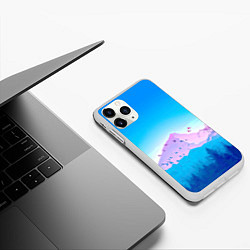 Чехол iPhone 11 Pro матовый Лес Горы Стая птиц Nature, цвет: 3D-белый — фото 2