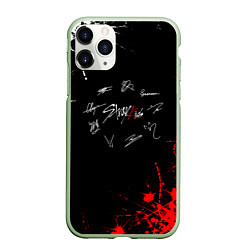 Чехол iPhone 11 Pro матовый Stray kids Автографы, цвет: 3D-салатовый