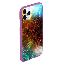 Чехол iPhone 11 Pro матовый Portal - Neon Space - туннель из энергетических па, цвет: 3D-фиолетовый — фото 2