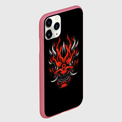 Чехол iPhone 11 Pro матовый Рогатый Демон Они, цвет: 3D-малиновый — фото 2