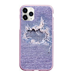 Чехол iPhone 11 Pro матовый Hole in jeans - Rag, цвет: 3D-розовый