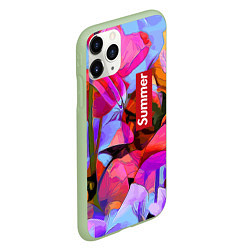 Чехол iPhone 11 Pro матовый Красочный летний цветочный паттерн Summer color pa, цвет: 3D-салатовый — фото 2