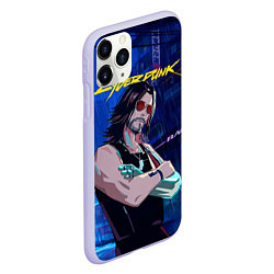 Чехол iPhone 11 Pro матовый Johnny Cyberpunk2077, цвет: 3D-светло-сиреневый — фото 2