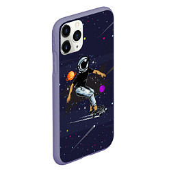 Чехол iPhone 11 Pro матовый Космонавт - скейтбордист, цвет: 3D-серый — фото 2