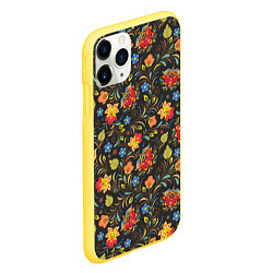 Чехол iPhone 11 Pro матовый Хохломские цветочки, цвет: 3D-желтый — фото 2