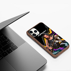 Чехол iPhone 11 Pro матовый Johnny гитарист cyberpunk2077, цвет: 3D-коричневый — фото 2