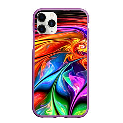 Чехол iPhone 11 Pro матовый Красочный абстрактный цветочный паттерн Color abst, цвет: 3D-фиолетовый