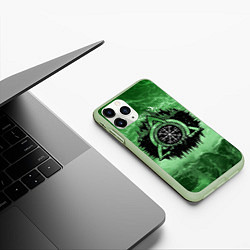 Чехол iPhone 11 Pro матовый Вегвизир Рунический Компас 3D, цвет: 3D-салатовый — фото 2
