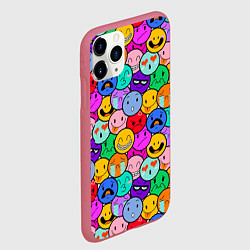 Чехол iPhone 11 Pro матовый Sticker bombing смайлы маленькие, цвет: 3D-малиновый — фото 2
