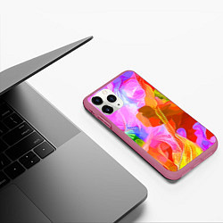 Чехол iPhone 11 Pro матовый Красочный цветочный паттерн Весна - Лето 2025 Colo, цвет: 3D-малиновый — фото 2