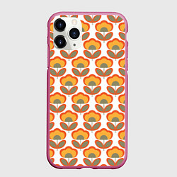 Чехол iPhone 11 Pro матовый ЦВЕТЫ В СТИЛЕ 70х, цвет: 3D-малиновый
