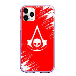 Чехол iPhone 11 Pro матовый Assassins creed череп красные брызги, цвет: 3D-сиреневый