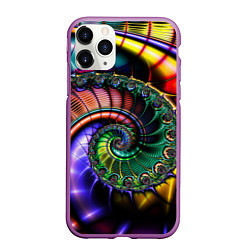 Чехол iPhone 11 Pro матовый Красочная фрактальная спираль Colorful fractal spi, цвет: 3D-фиолетовый