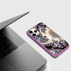 Чехол iPhone 11 Pro матовый Авангардный фрактальный паттерн Avant-garde fracta, цвет: 3D-фиолетовый — фото 2