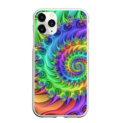 Чехол iPhone 11 Pro матовый Красочная фрактальная спираль Узор Colorful fracta, цвет: 3D-белый