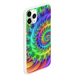 Чехол iPhone 11 Pro матовый Красочная фрактальная спираль Узор Colorful fracta, цвет: 3D-белый — фото 2