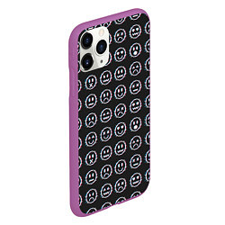 Чехол iPhone 11 Pro матовый Глитч смайлы, цвет: 3D-фиолетовый — фото 2