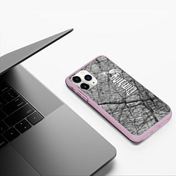 Чехол iPhone 11 Pro матовый Надпись - скалолазание - на каменной горной тексту, цвет: 3D-розовый — фото 2