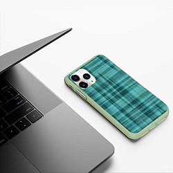 Чехол iPhone 11 Pro матовый Клетчатый узор цвета морской волны checkered patte, цвет: 3D-салатовый — фото 2