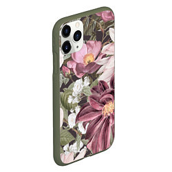 Чехол iPhone 11 Pro матовый Цветы Красивый Цветочный Букет Георгин, цвет: 3D-темно-зеленый — фото 2