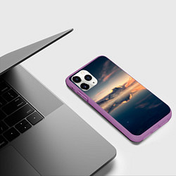 Чехол iPhone 11 Pro матовый Горы озеро, цвет: 3D-фиолетовый — фото 2