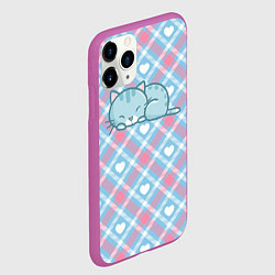 Чехол iPhone 11 Pro матовый Сонный кот, цвет: 3D-фиолетовый — фото 2