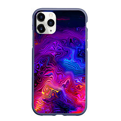 Чехол iPhone 11 Pro матовый Цветные неоновые разводы на воде Авангард Colored