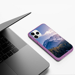 Чехол iPhone 11 Pro матовый Горы Лес Солнце, цвет: 3D-фиолетовый — фото 2