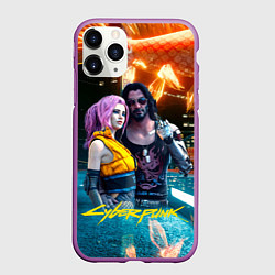 Чехол iPhone 11 Pro матовый Cyberpunk2077 Johnny Vi girl, цвет: 3D-фиолетовый