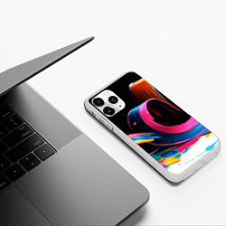 Чехол iPhone 11 Pro матовый Разноцветный мазки краски Абстракция Multicolored, цвет: 3D-белый — фото 2