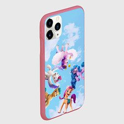 Чехол iPhone 11 Pro матовый My Little Pony летают в облаках, цвет: 3D-малиновый — фото 2