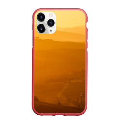 Чехол iPhone 11 Pro матовый Закат в пригороде, цвет: 3D-красный
