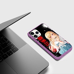 Чехол iPhone 11 Pro матовый МАРИН КИТАГАВА - БРЫЗГИ КРАСКИ, цвет: 3D-фиолетовый — фото 2