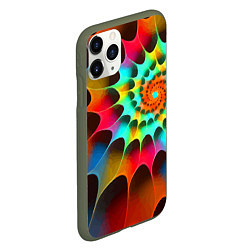 Чехол iPhone 11 Pro матовый Красочная неоновая спираль Colorful neon spiral, цвет: 3D-темно-зеленый — фото 2