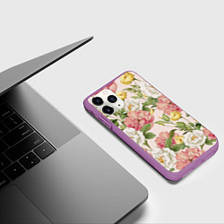 Чехол iPhone 11 Pro матовый Цветы Английские Розы, цвет: 3D-фиолетовый — фото 2