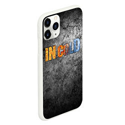 Чехол iPhone 11 Pro матовый IN COLD горизонтальный логотип на темно-сером фоне, цвет: 3D-белый — фото 2