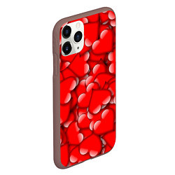 Чехол iPhone 11 Pro матовый LOVING HEARTS, цвет: 3D-коричневый — фото 2