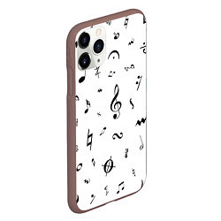 Чехол iPhone 11 Pro матовый Нотные Знаки Черные на Белом, цвет: 3D-коричневый — фото 2