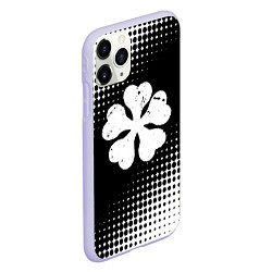 Чехол iPhone 11 Pro матовый Белый логотип Черный клевер на черном, цвет: 3D-светло-сиреневый — фото 2