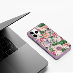 Чехол iPhone 11 Pro матовый Цветы Розовые Лилии и Сирень, цвет: 3D-сиреневый — фото 2