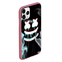 Чехол iPhone 11 Pro матовый Marshmello пламя с оттенком неона, цвет: 3D-малиновый — фото 2